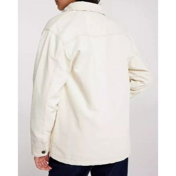 Alpine Design Quilted Lined Chore Coat Size Small Natural Khaki Pockets Full Zip - Picture 2 of 16